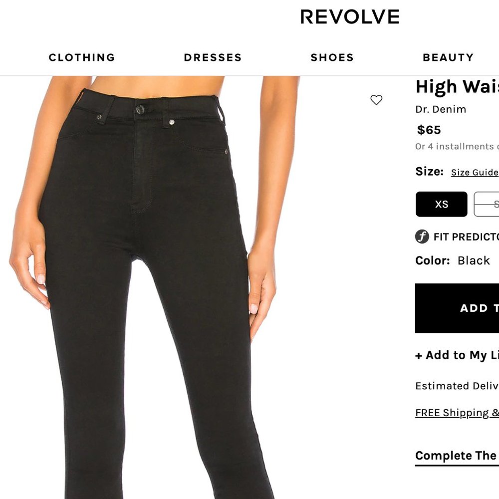 DrDenim Soltaire Super Skinny Sky Hight Black Jeans - Size Medium - New With Tag